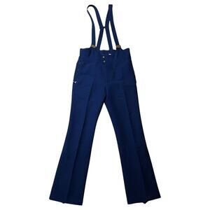 Vintage Feller Hosen Blue Wool Snow Ski Bib Overall Stir Up Pants Size 36 X-Long